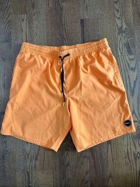 O'Neill Men's Bright Orange Swim Trunks with Black Drawcord Medium
